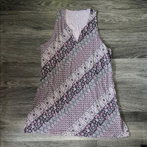 GAIAM Patterned Pink and Grey Sleeveless Long Top XL